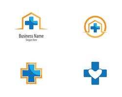blauwe en gele medische logo set vector