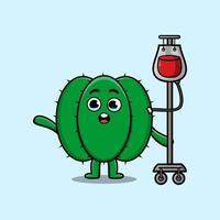 schattig tekenfilm van cactus hebben bloed transfusie vector