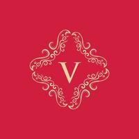 brief v ornament luxe creatief monogram logo vector