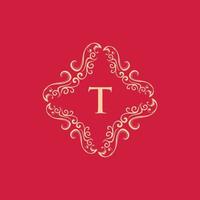 brief t ornament luxe creatief monogram logo vector