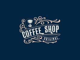 koffie winkel retro logo wijnoogst stijl vector