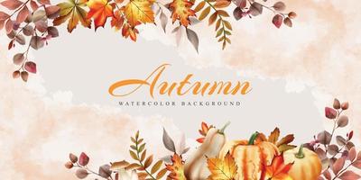 herfst groeten kaart met paddestoel en pompoenen en bladeren vector