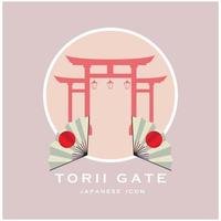 Japans torii poort vector en illustratie met leuze sjabloon