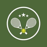 tennis logo met racket en leuze sjabloon vector