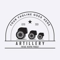 creatief kanon, kanon bal, en artillerie wijnoogst logo met leuze sjabloon vector