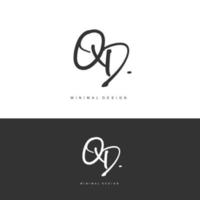 qd eerste handschrift of handgeschreven logo voor identiteit. logo met handtekening en hand- getrokken stijl. vector