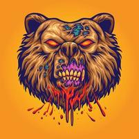 boos zombie beer hoofd vector illustraties voor uw werk logo, mascotte handelswaar t-shirt, stickers en etiket ontwerpen, poster, groet kaarten reclame bedrijf bedrijf of merken.