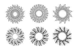 hand- getrokken zon pictogrammen reeks vector