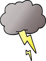 tekenfilm tekening storm wolk met bliksem vector