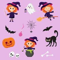 vector reeks voor halloween tekens en items