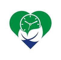 natuur tijd hart vorm concept vector logo ontwerp sjabloon. energie tijd en eetpatroon tijd logo concept.