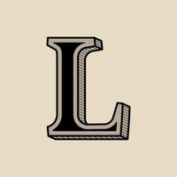 hoofdletter l vintage typografie vector