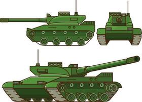 leger tank.gepantserd leger gevecht voertuig.artillerie cannon.concept van ontwerp van een icoon van een leger wapen. vlak lijn kunst . vector