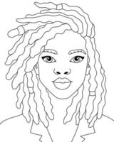 roze kapsel Afrikaanse zwart vrouw afro modern meisje vector kleur illustratie Pagina's