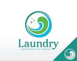 wasserij logo ontwerp. t-shirt wassen onderhoud logo vector sjabloon