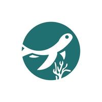 schildpad zwemmen illustratie creatief logo vector