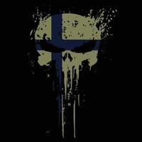 schedel hoofd Finland vlag met grunge structuur - vector t overhemd ontwerp