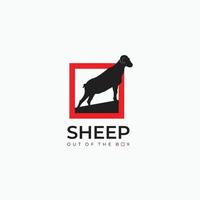 schapen uit van de doos logo - geit, schaap, lam logo embleem of knop icoon silhouet - zoogdier, dier vector icoon