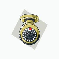 buitenshuis cctv icoon ronde vormig - licht geel kleur - icoon, symbool, tekenfilm logo voor veiligheid systeem vector