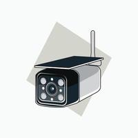 draadloze cctv met zonne- paneel icoon - kubus vormig cctv - gekleurde icoon, symbool, tekenfilm logo voor veiligheid systeem vector