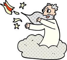 cartoon doodle god op wolk vector