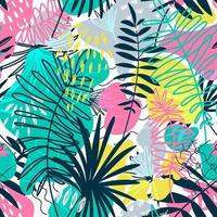 vector naadloos patroon met bloemen hand- getrokken elementen. helder kleur tropisch achtergrond.