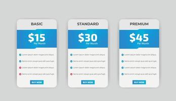 modern infographic prijzen tafels en plannen sjabloon vector