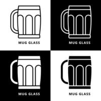 drinken kop en mok icoon tekenfilm. bier glas vector logo