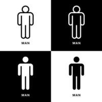 Mens teken icoon tekenfilm. mannetje toilet symbool vector logo