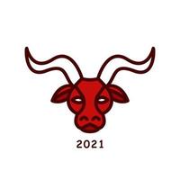 2021 Chinese nieuw jaar buffel icoon symbool illustratie. stier logo vector. os dierenriem ontwerp karakter vector