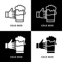 houden bier mok icoon tekenfilm. hand- Holding kop alcohol schuim drinken symbool vector logo