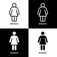 vrouw teken icoon tekenfilm. vrouw toilet symbool vector logo