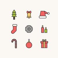 Kerstmis geschetst kleurrijk pictogrammen vector