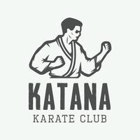 wijnoogst karate of krijgshaftig kunsten logo, embleem, insigne, etiket en ontwerp elementen. vector illustratie