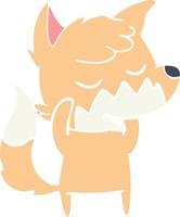 vriendelijke cartoon vos in effen kleur vector