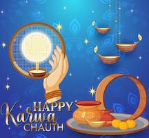 gelukkig karva chauth poster ontwerp vector