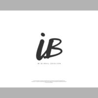 ib eerste handschrift of handgeschreven logo voor identiteit. logo met handtekening en hand- getrokken stijl. vector