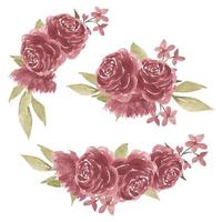 set van aquarel roze bloemstukken vector