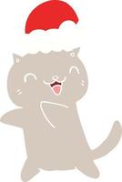 schattig vlak kleur stijl tekenfilm Kerstmis kat vector