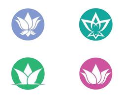 groene, blauwe, roze cirkel lotus pictogrammen vector