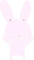 nieuwsgierig golvend konijn vlak kleur stijl tekenfilm vector