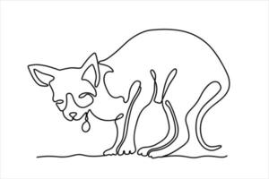 huisdier met een medaillon. lijn kunst kat met een medaillon Aan een wit achtergrond. grappig kunst met een huisdier. kat concept. vector geïsoleerd illustratie.
