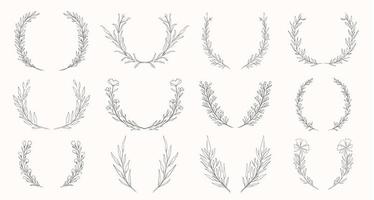 plant aard krans hand getekende set vector