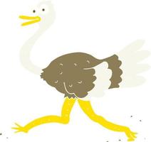 vlak kleur illustratie van een tekenfilm struisvogel vector