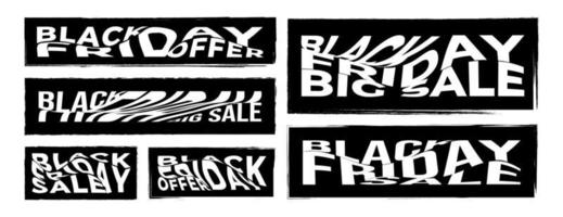 zwart vrijdag uitverkoop etiket set. zwart vrijdag linten en verkoop label voor korting, reclame, en marketing. insigne ontwerp vector