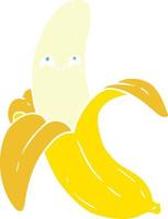 egale kleurstijl cartoon gekke gelukkige banaan vector