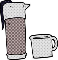 cartoon doodle koffie thermos vector