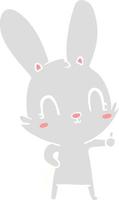 schattig cartoon konijn in effen kleur vector