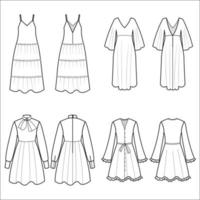 damesmode midden en lang jurken verzameling vector
