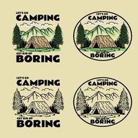 reeks van wijnoogst hand- getrokken camping logo ontwerp vector